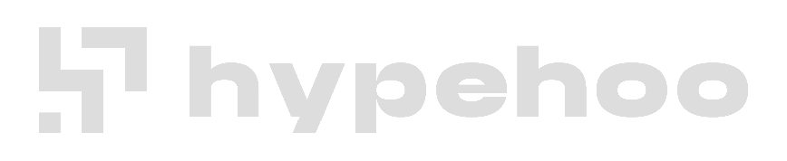 Logomarca da Hypehoo com fundo vazio png, e escrita em branco.